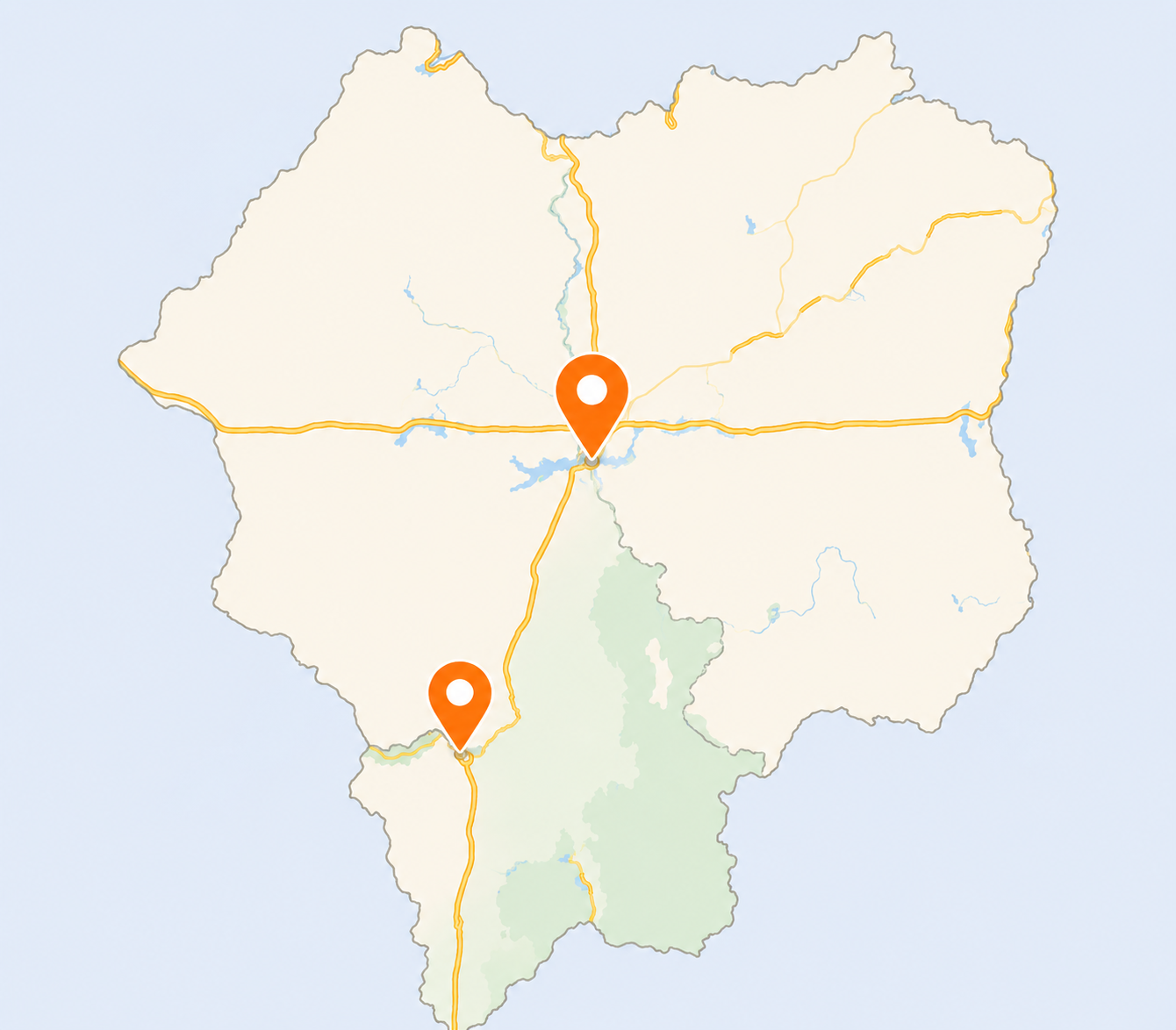 Mapa da região atendida pela Juju Piscinas